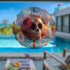 Colorful Skull Wind Spinner Outdoor Garden Decor Infinite Rotation Windmill for Yard Patio Halloween Day of the Dead Festival