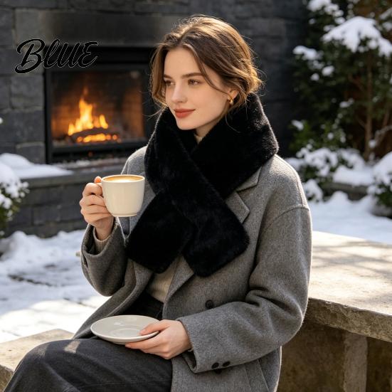 Winter Warm Scarf Women Imitation Mink Fur Scarf Thickened Soft Plush Neck Warmer Cold Weather Elegant Shawl Wrap Accessory for Versatile Fashion