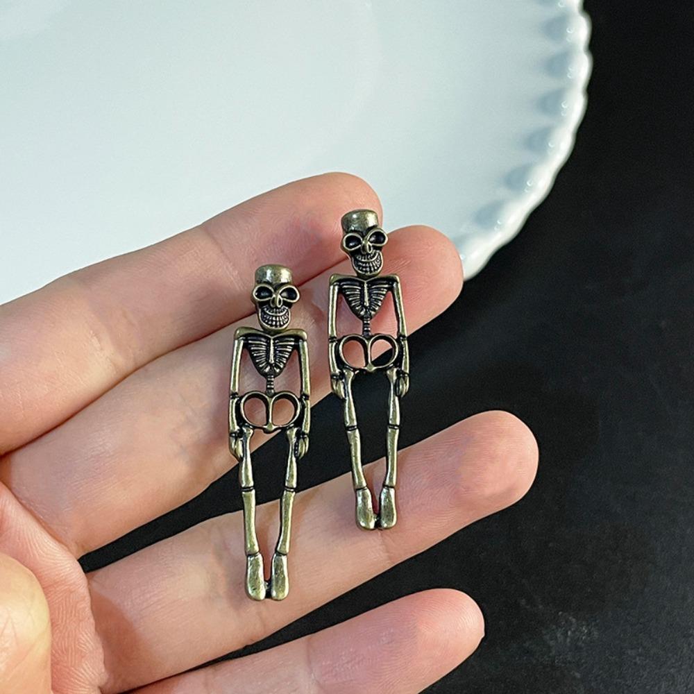 Zinc Zinc Alloy Halloween Earrings Hip Hop Imitation Human Bone Earrings Aesthetic Skeleton Earrings Party
