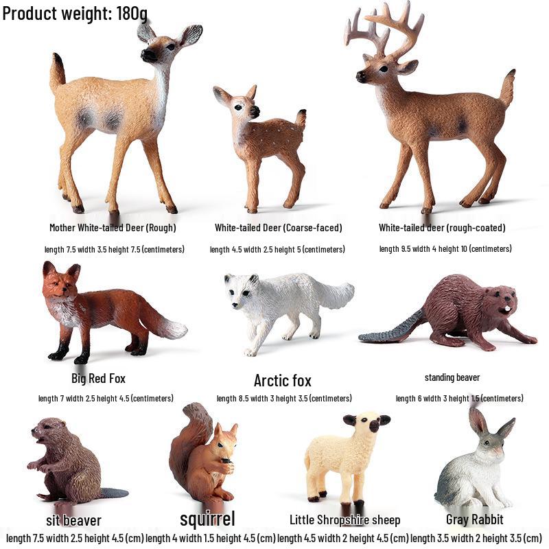 Wild Jungle Animal Models: Mini Pig, Deer, Fox, Squirrel, Elk & Raccoon Toys