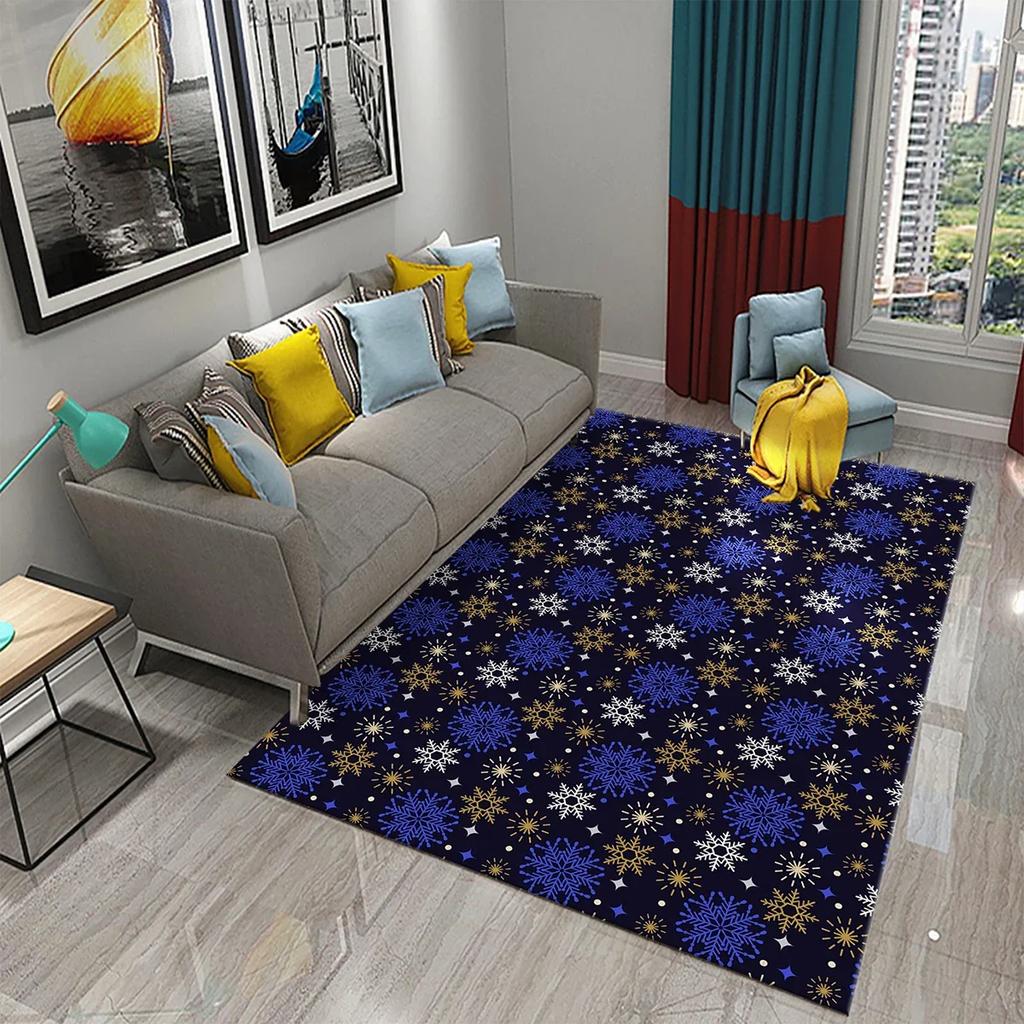 Lovely Cartoon Snowman Carpet Snowflake Rug Winter Snow Print Area Rugs Door Mat Yoga Mats Kids Bedroom Living Room Flat Mat