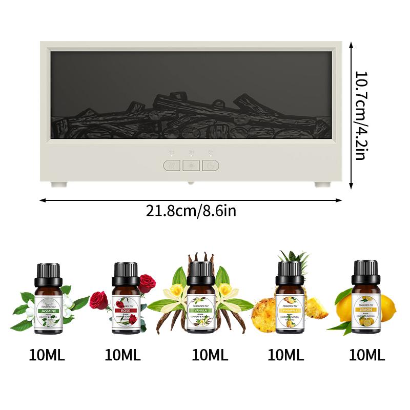 Fireplace Air Humidifier with LED Light Resin  Aroma Essential Oil Diffuser  Remote Control for Home Office Creative Gift