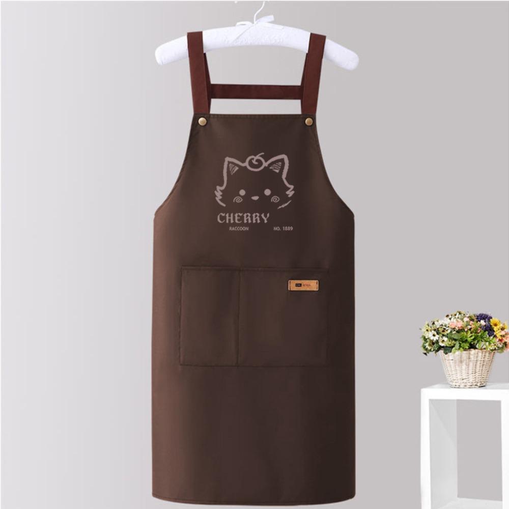 Cartoon Cats Printing Kitchen Apron Oil Proof Easy To Clean Workwear Apron Waterproof Restaurant Uniform