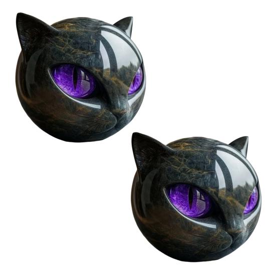 Black Cat Stone Cat Head Sculpture Marble Texture Healing Stones