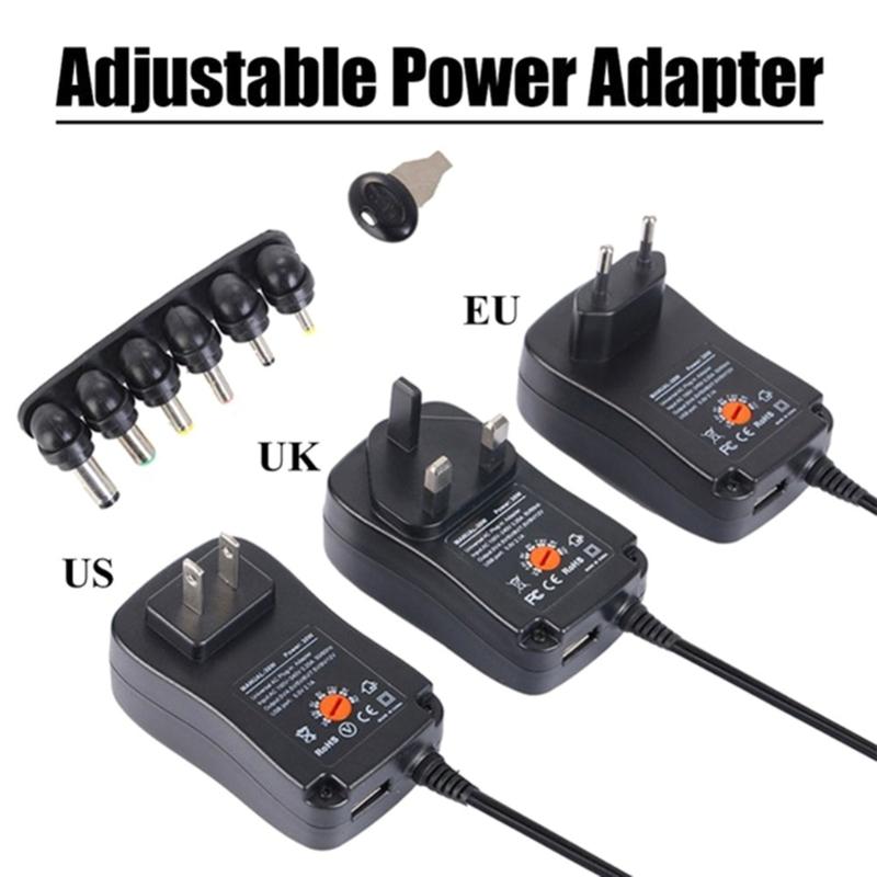 Universal Power Adapter with 6DC Plugs, Adjustable Voltage from 3V to 12V Compact and Portable Design