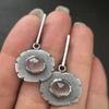 Vintage Flower Round Inlaid White Stone Earrings Geometric Creativity Silver Color Dangle Earrings for Women Jewelry
