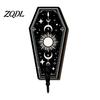 Entrance Hall Storage Halloween Gothic Wooden Wall Hook with Moon Star Skeleton Patterns, Decorative Retro Key Hanger for Bedroom Accessory