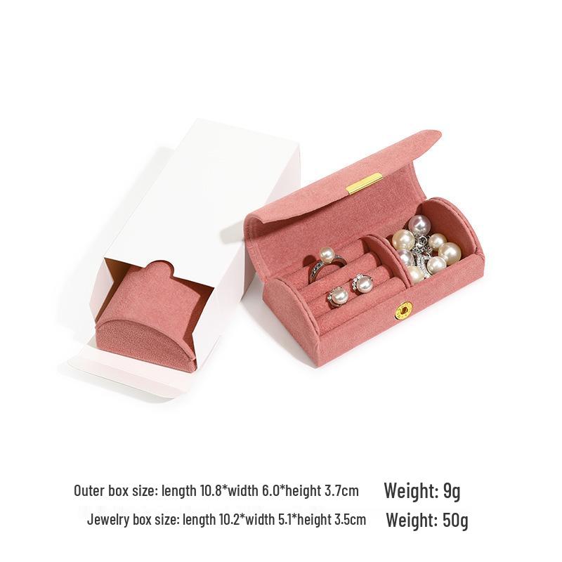 Arched Velvet Jewelry Box: Portable Mini Organizer for Bracelets, Earrings, and Beads