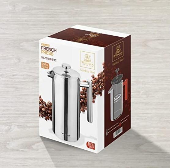 Wilmax Double Wall French Stainless 350ml Press, Steel,