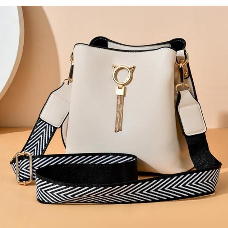 Geantă de damă din piele cu curea largă de calitate, de designer la modă, tip crossbody