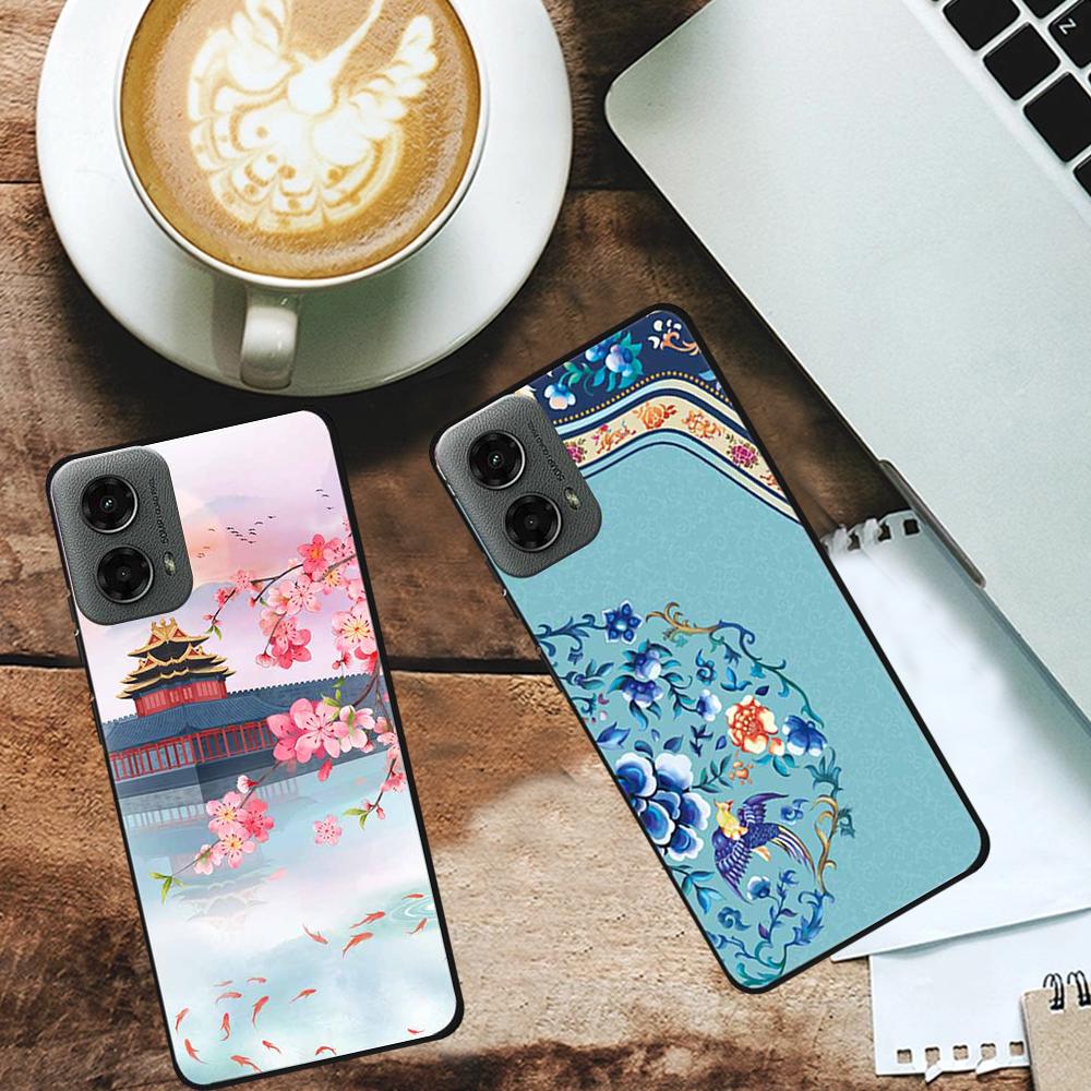 

For Motorola Moto G 5G (2024)/G Play (2024) 4G Soft Case Unique Pattern Design Slim TPU Phone Cover Lantern Tower