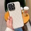 For iPhone 15 Pro Case Electroplated Silver Edge Rhombus Pattern PC + PU Leather Phone Back Cover