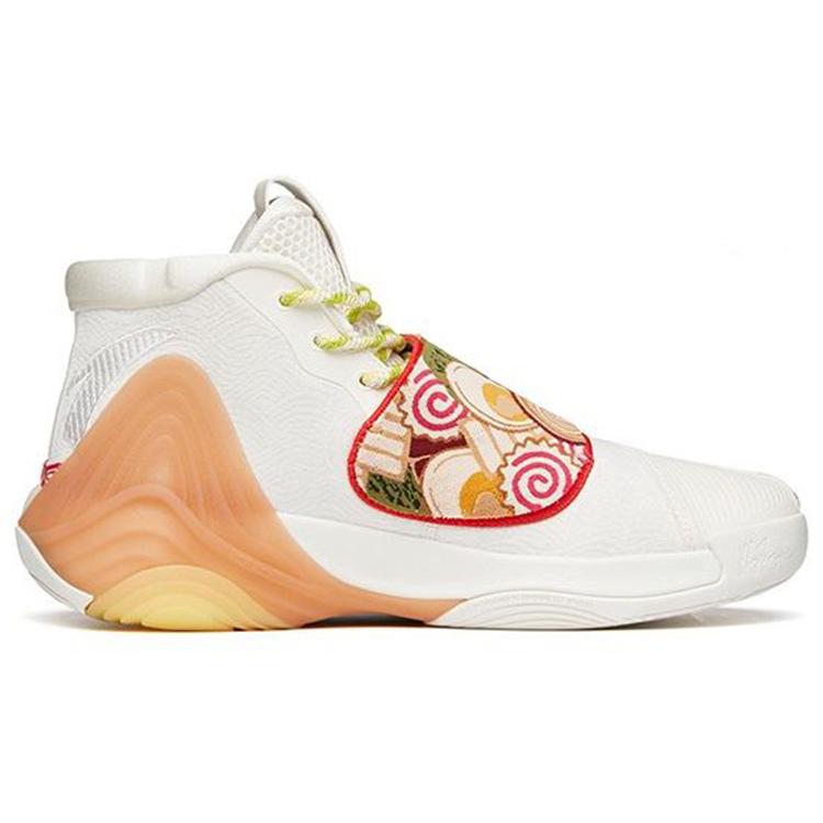 New Anta Thompson KT6 Series 'Noodle Soup' Cushioning Anti-Slip And Wear-Resistant High-Top Basketball Shoes White Red 912131101S-1