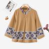 ZANZEA Women Ethnic Print Casual Round Neck Loose Long Sleeve Cardigan Blouse