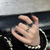 Moonstone~ Gun Black Silver White Ring Ins Temperament Couple Ring Tide Fashion Open Ring