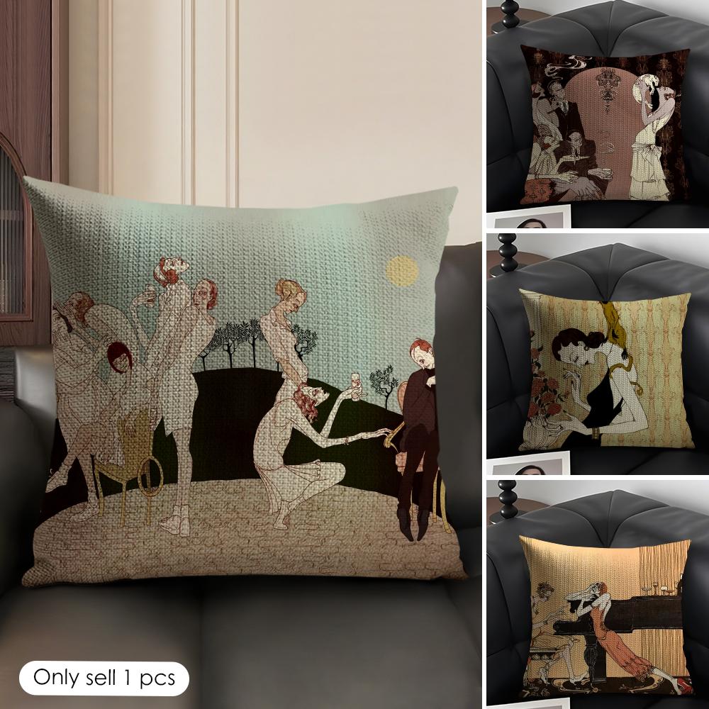 Strange Stories Cushion Cover Natural Linen Organic Fabric DoubleSided Printing Sofa Home Decor Gift Pillow Case