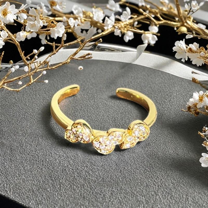 French Retro High-End Gourd Open Ring Zircon Butterfly Flower Niche Design Personalized Accessories