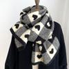 Liebe Herz Schal Gestrickte Schal Schwarz Weiß Plaid Schal Verdickt Warme Winter Damen Schals Weihnachten Neujahr Geschenke