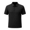 Men's Short Sleeve Polo Shirt Textured Pattern Button Collar Casual Fit Breathable Fabric Summer Top
