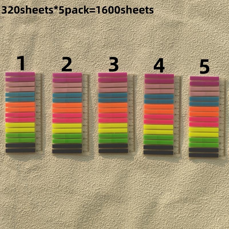 

5Packs 1600 Sheets Transparent Sticky Notes Self-Adhesive Reading Annotation for Books Notepad Bookmarks Memo Pad Index Tabs