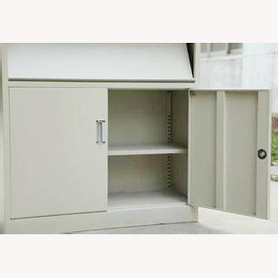 4-Layer Single-Sided Steel Magazine, Newspaper, and Book Rack Cabinet with Lower Shelf
