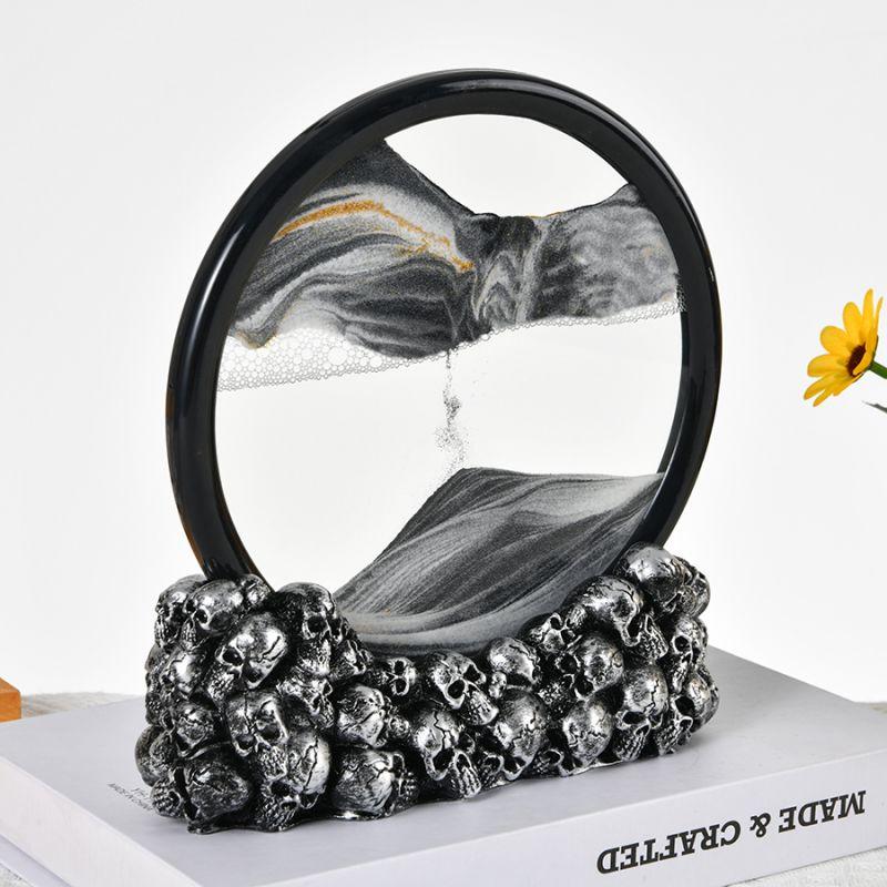 An exquisite handicraft ornament, skull quicksand painting ornament, Halloween gift.