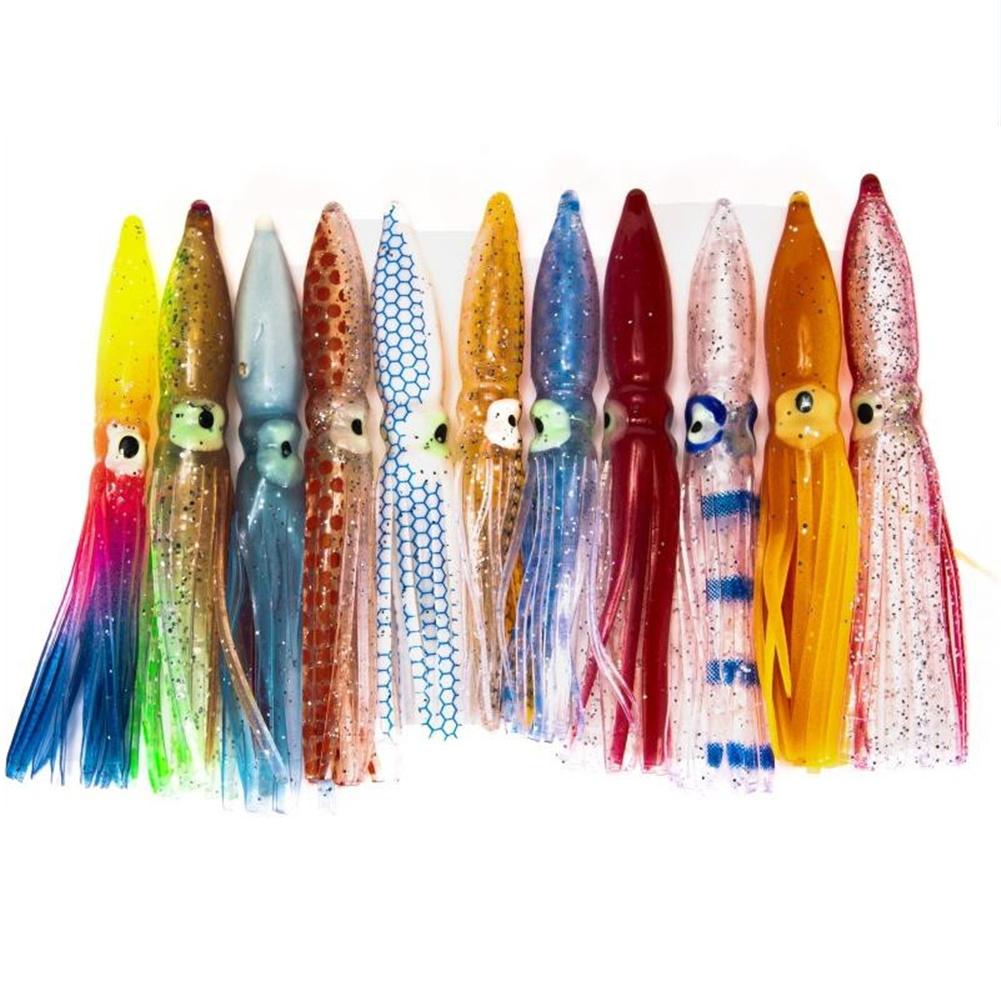 10pcs/pack Soft Octopus Fishing Lures Set For Jigs 8cm Mixed Color Luminous Octopus Skirts