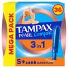 Tampax Pearl Compak Hygienic Tampons With Applicator, Super Plus 36 Pcs