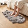 Warm Decorative Floor Pad Sleeping Cat Entrance Rug, Cozy Plush Door Mat, Cute Kitten Small Mat Absorbent Area Rug for Entryway Bedside Bedroom
