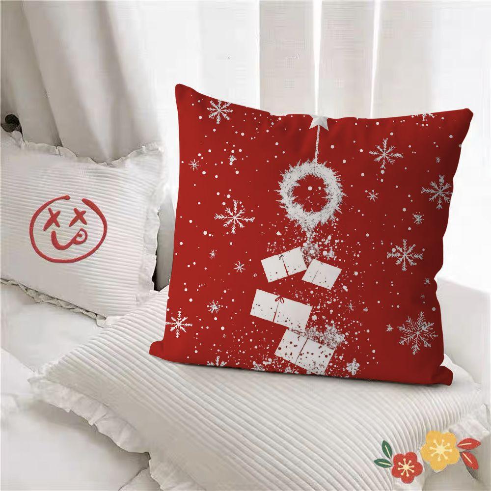 Home Christmas Double sided Printed Pillow Snowy Day Christmas Double sided Christmas Gift Pillowcase Cute Cushion Waist Pillow