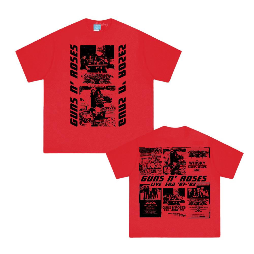 

LIVE ERA T-SHIRT ROSES Band GUNS As Official Website T Shirt Hip Hop Comfortable 100% Cotton Clothing High Quality Tops XXL красный