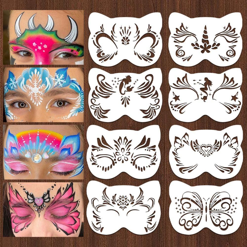 8Pcs Face Tattoo Face Painting Stencils Multiple Pattern Face Paint Templates Adults Kids