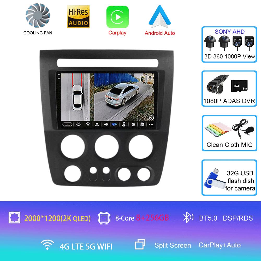 Android 14 Car Radio Multimedia Player For Hummer H3 1 2005 - 2010 2 Din Navigation Carplay Autoradio Stereo WIFI DSP QLED Sreen