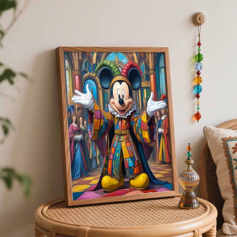 Disney DIY Painting Kit Jester Mickey Classic Style Home Decor Craft Gift Idea Wall Art Canvas Paint by Number Adult Hobby Set Unique