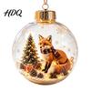 Cute Forest Animal Ornaments Christmas Story Ornament 3.15" Ball Hanging Decoration with Mini Holiday Scene Clear Plastic Sphere Decor Inside,