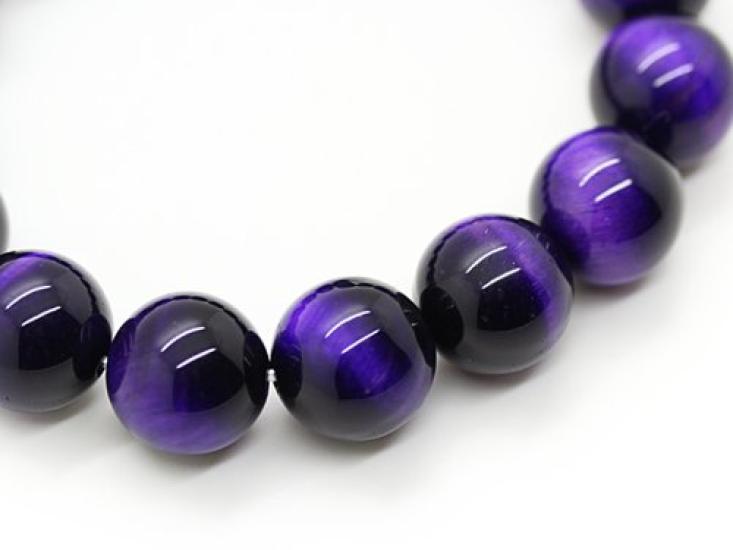 Purple Tiger Eye 14mm Mala Bead Bracelet Natural Stone Power Stone [Sekki] Men's [b340]