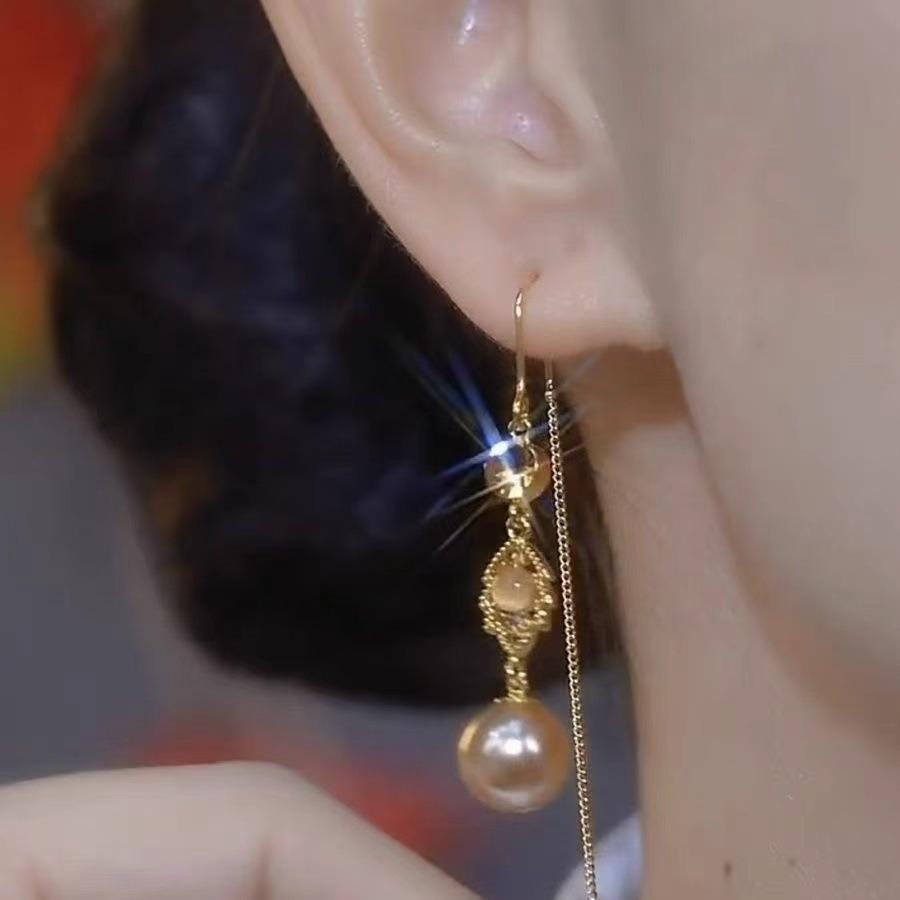 Fashionable Champagne Pearl Earrings for Women, Long Tassel Earrings, High-end Luxury Earrings Accessories