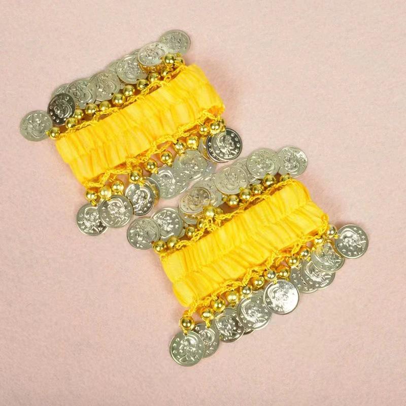 Multi-Color Chiffon Pendant Belly Dance Bracelet Set: Indian Dance Accessories - Hand and Ankle Jewelry