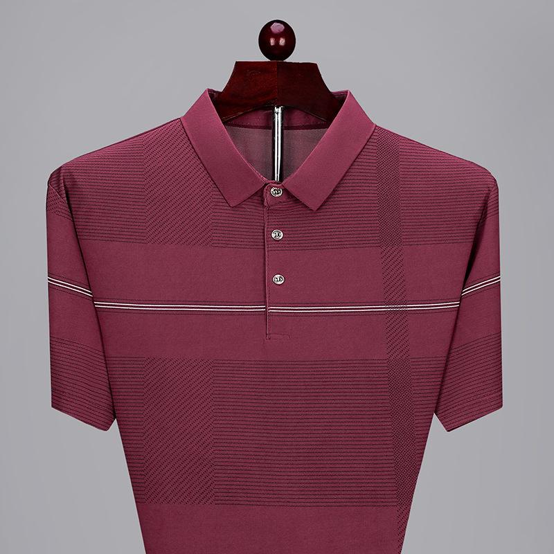 Men s Short Sleeve T-Shirt Trendy Striped Polo Shirt Top M красный