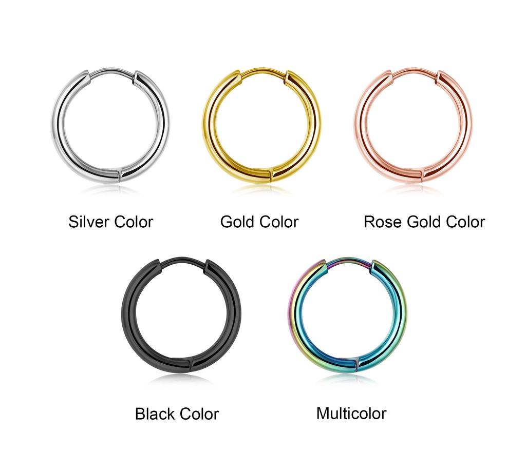 LATS 2024 New Simple Stainless Steel Small Hoop Earrings for Women Men 8mm To 20mm Round Cartilage Ear Piercing Fashion Zircon