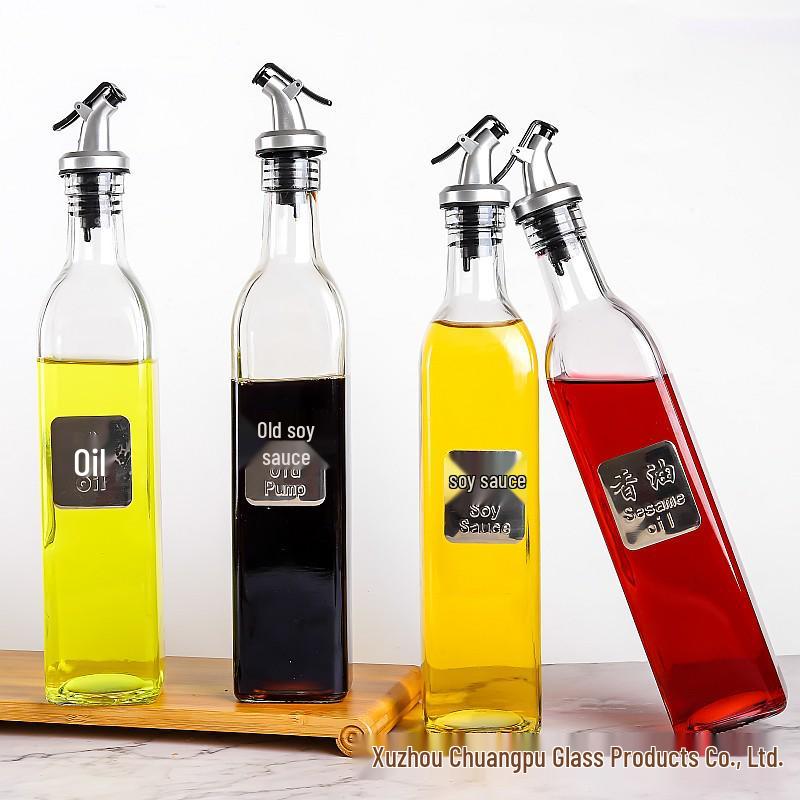 Leak-Proof Glass Oil Bottle - Kitchen Seasoning Container for Soy Sauce, Vinegar, or Wine, Customizable with Logo