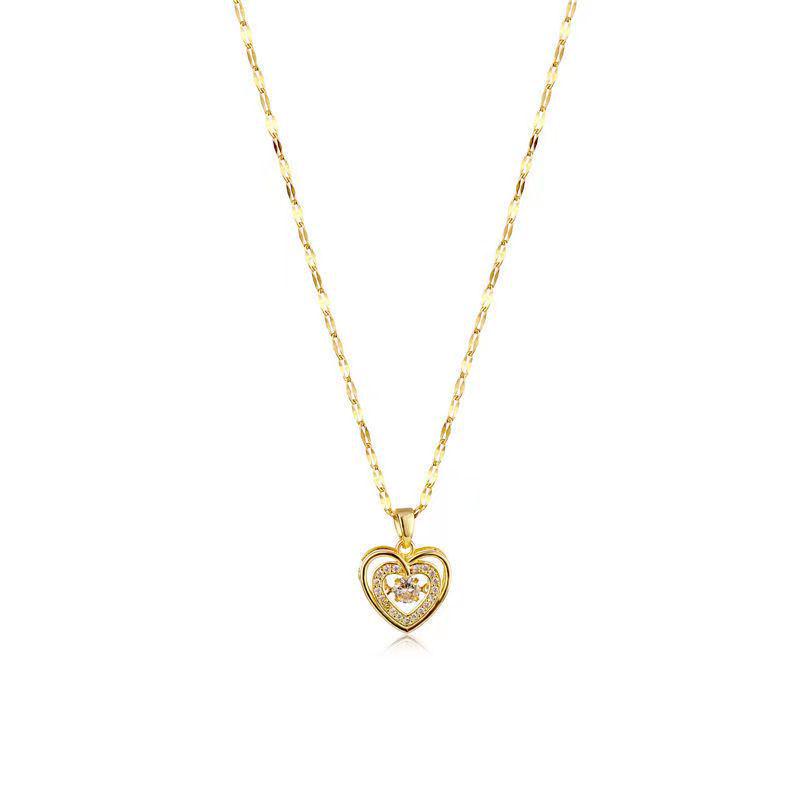 Korean Style Lively Heart Necklace for Women - Non-fading Titanium Steel High-end Clavicle Chain, Niche Design