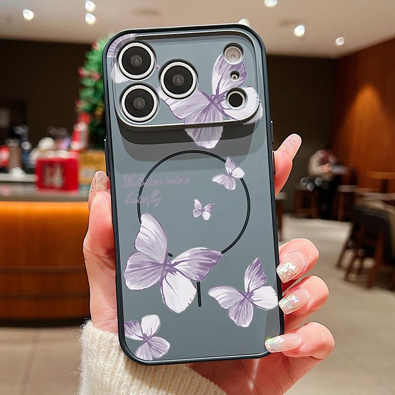 Butterfly Bowknots Pattern Case For iPhone 17 Pro Max Funda iPhone 16 15 14 13 Pro Max Magnetic For Magsafe Hybrid Slim Matte Cover