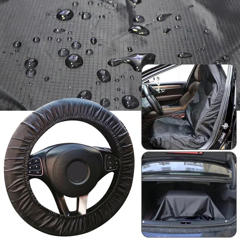 Car Steering Wheel Protective Cover Interior Oxford Cloth Universal Dustproof and Waterproof Decorative Cover Interior Parts