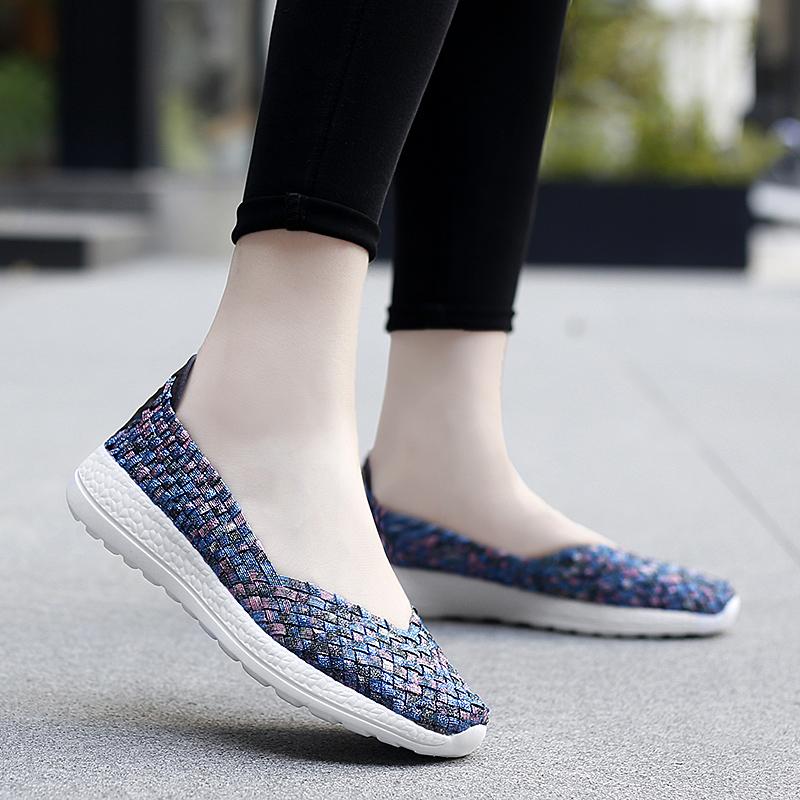 Mocassini Estivi Rosa Scarpe da Passeggio sulla Spiaggia Donna Multicolore Intreccio Casual Morbidi Slip-on Mocassini Piatti Intrecciati Scarpe da Ginnastica Taglie Forti