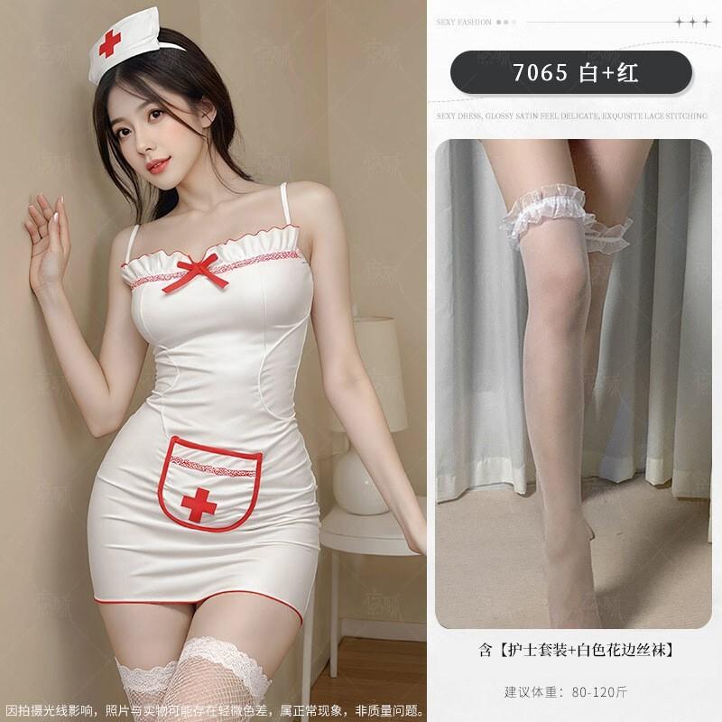 Cat Cosplay Sexy Suspender Backless Nightgown Cosplay Nurse Uniform dress elegant white fashion women 2025 new sweet tops G0RJ