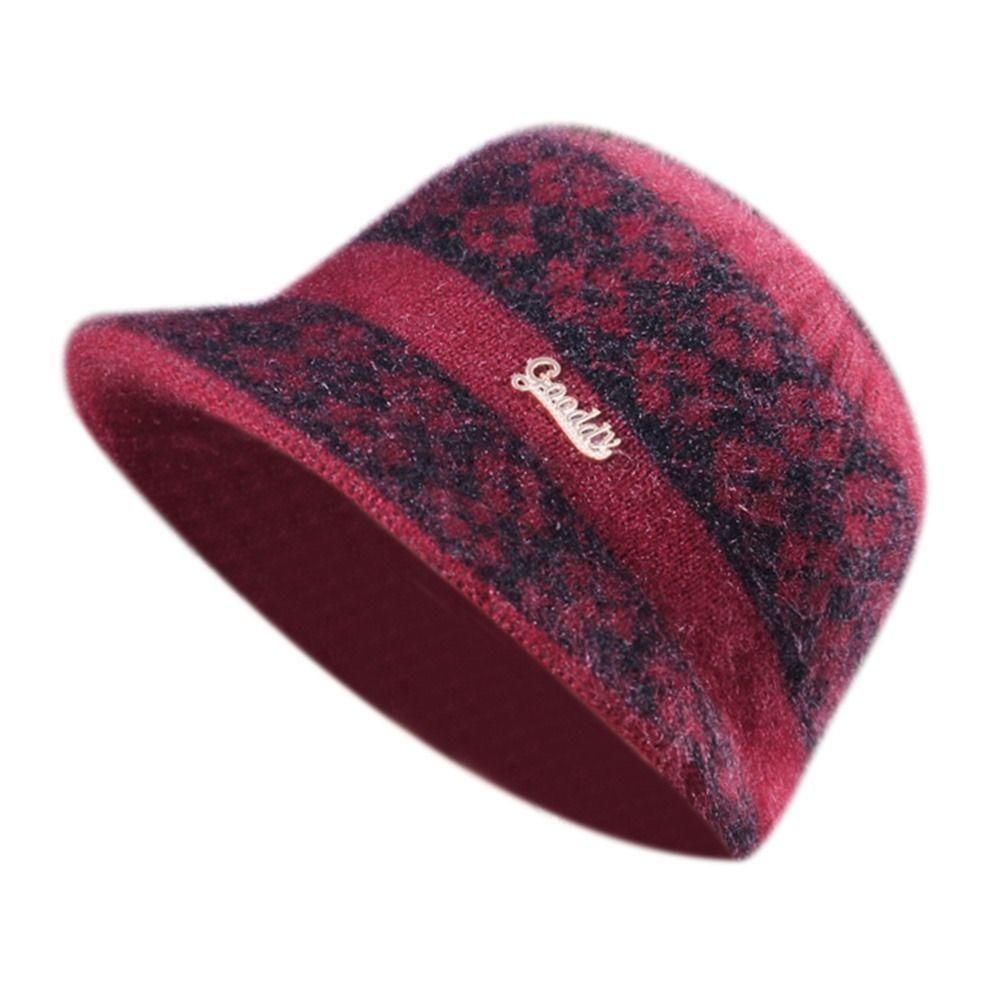 

Soft Warm Hats Thickened Skullies Beanies Cap Cold Cap Knitted Hat Middle-aged And Elderly вино красного