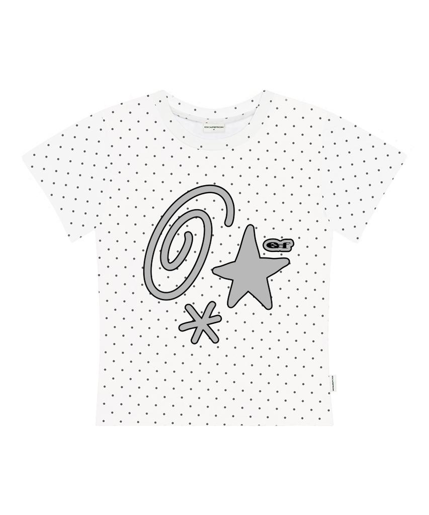 ESCAPEFROM Kitsch Symbol Print Dot Slim Fit Short Sleeve T-Shirt Mint