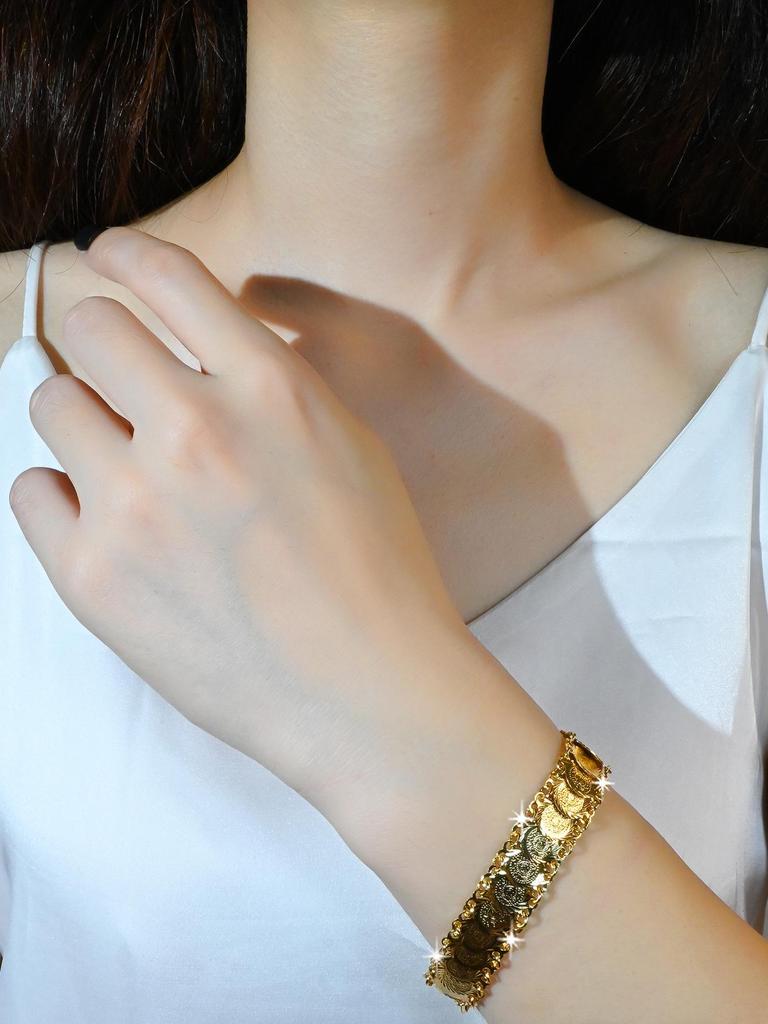 24K Gold Coin Bracelet: Luxury Women's Jewelry for Parties and Gifts, Inspired by Dubai Style