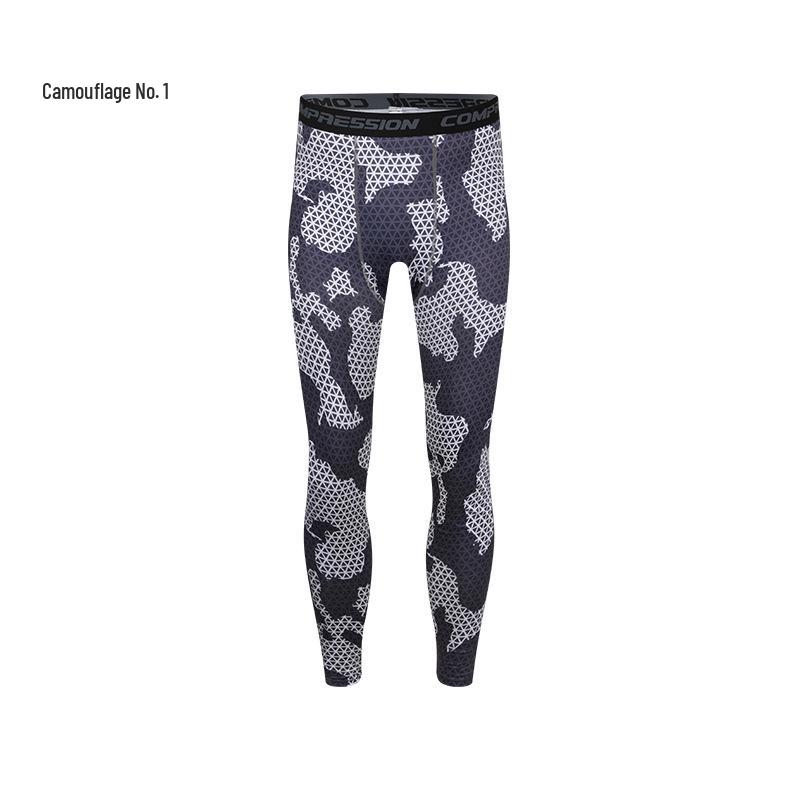 Men's Quick-Drying Camouflage Compression Tights for Running & Basketball